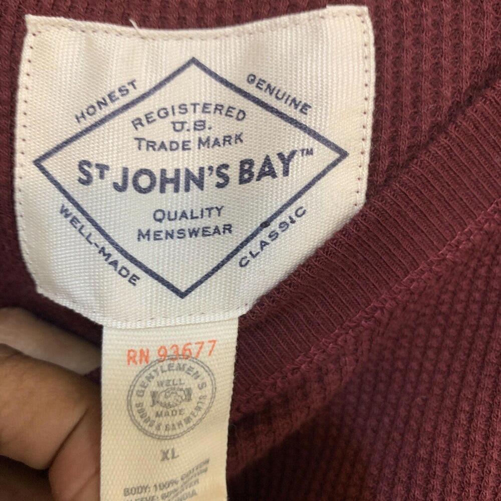 St Johns Bay Men's Pullover Sweater Size XL Long Sleeve Burgundy Winter Fall - Picture 3 of 4